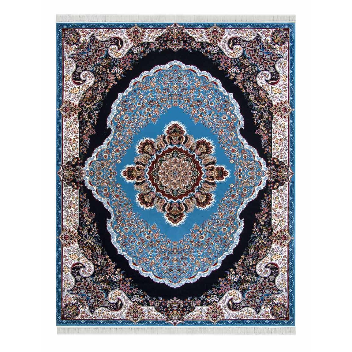 Niavaran Machine made Carpet 700 reeds Bahar design blue color Niavaran Machine made Carpet 700 reeds Bahar design blue color