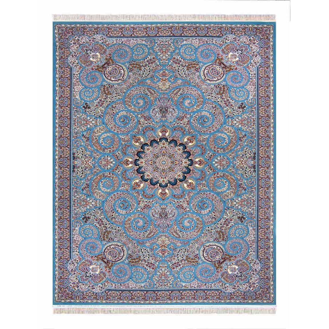 فرش ماشینی 700 شانه نیاوران طرح میترا زمینه آبی فرش ماشینی 700 شانه نیاوران طرح میترا زمینه آبی